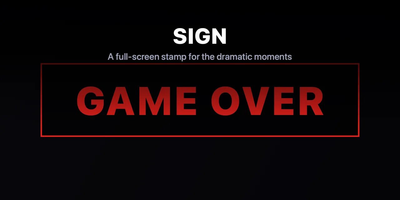 Full-screen GAME OVER stamp